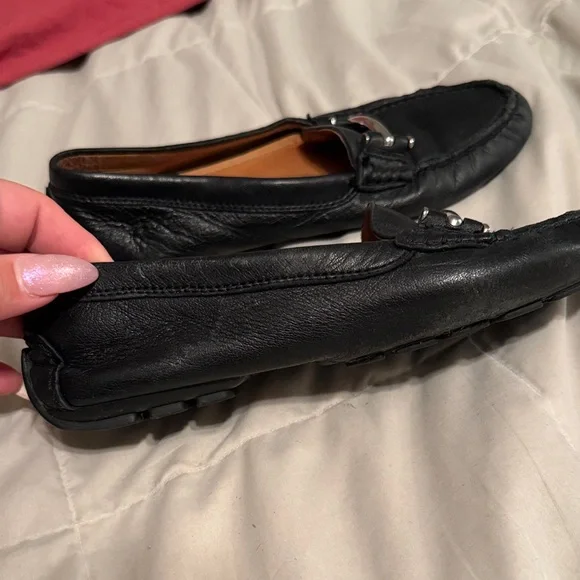 Lauren Ralph Lauren Caliana Sz 8B Flat Shoes Black Leather Driving Loafers - Picture 4 of 4